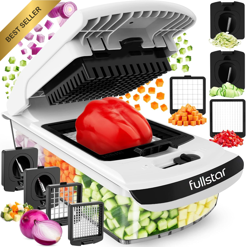 Vegetable Chopper - Spiralizer, Slicer, Dicer, Cutter - 4 in 1, White