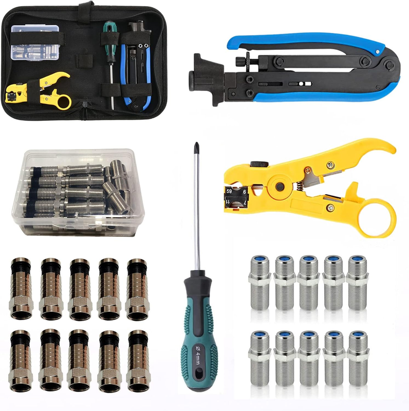 Coax Cable Crimper Tool Kit, Coaxial Compression Tool for Rg6 Rg59 | Coax Crimpe