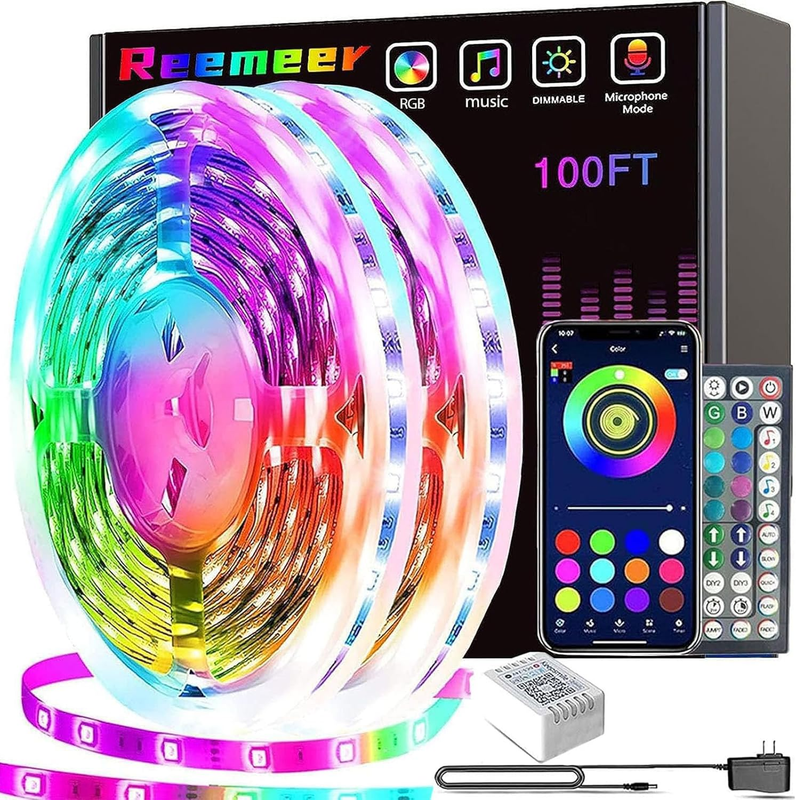 Led Lights for Bedroom 100ft(2 Rolls of 50ft) Smart Music Sync Color Changing LE