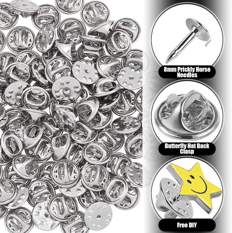 Pin Backs, 50 Pcs Metal Pin Backings, Backs Locking Pin Keepers Clasp Metal Pin