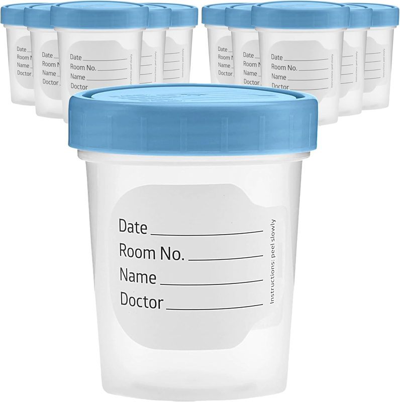 Vakly 4 Oz Specimen Cups with Screw-On Lids Clear Non-Sterile 10 Pack