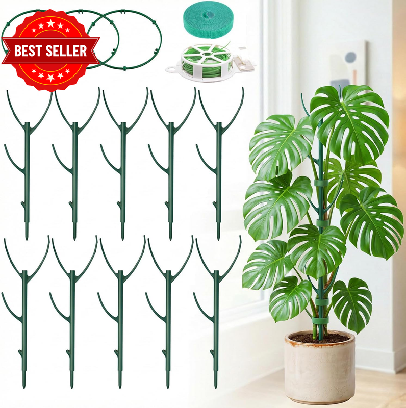 10 Pack Stackable Plant Support, Plant Stake for Indoor & Outdoor, Adjustable Pl