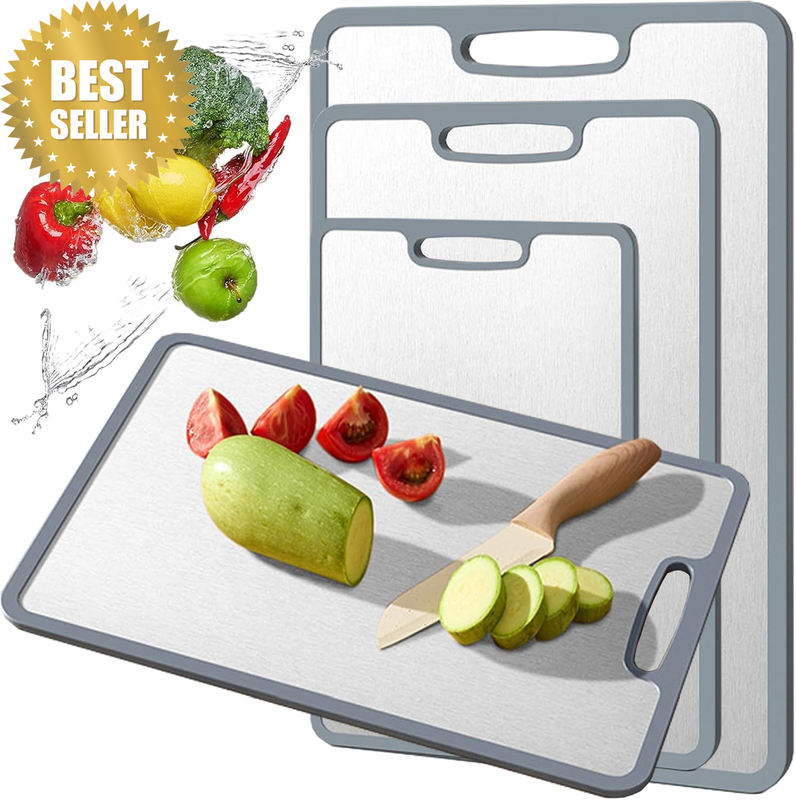 Titanium Cutting Board Double-Sided Non-Slip Silicone Edging Pure Titanium Cutti