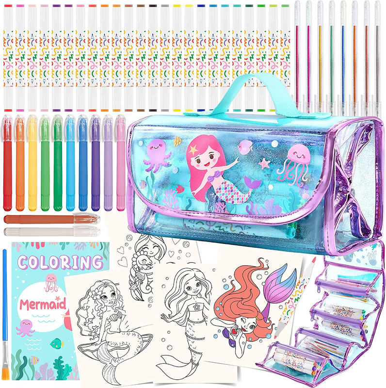Kit For Kids Ages 4-12 With Mermaid Pencil Case