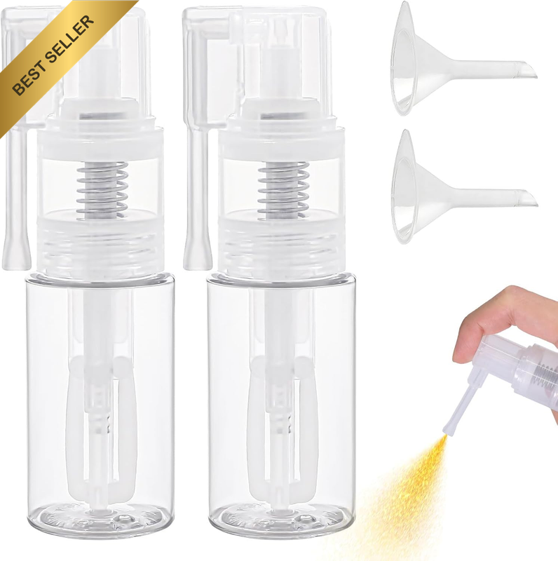2 Pcs Glitter Duster Sprayer with 2 Funnels, 35Ml Transparent Craft Spray Bottle