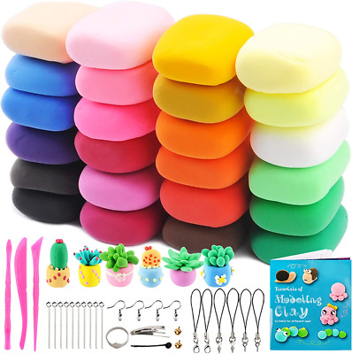 24 Bright Colors Air Dry Clay DIY Kit Ultra Light Clay Magic Modeling Tools New