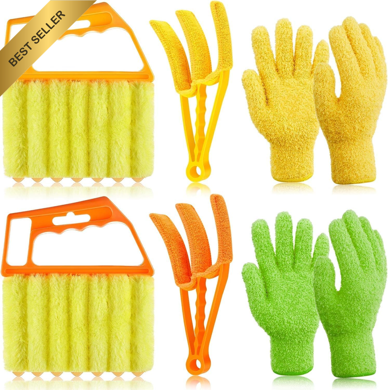 6 Pcs 7 Finger Dusting Cleaner Tool Window Blind Cleaner Duster Brush Microfiber