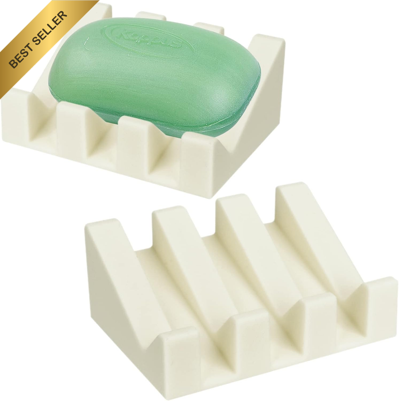 2 Pack Silicone Soap Dish Self Draining Soap Holder Bar Soap Holder for Shower S