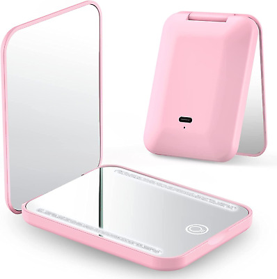 Mini Rechargeable Travel Makeup Mirror with Lights and Magnification 1X / 3X, LE