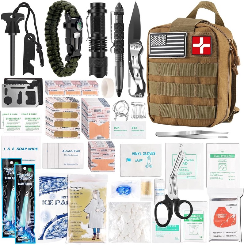 Survival First Aid Kit, WINTER STORM 288PCS Outdoor Emergency Survival