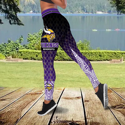Minnesota Vikings Women's Workout Yoga Pants High Waist Leggings Athletic Pants