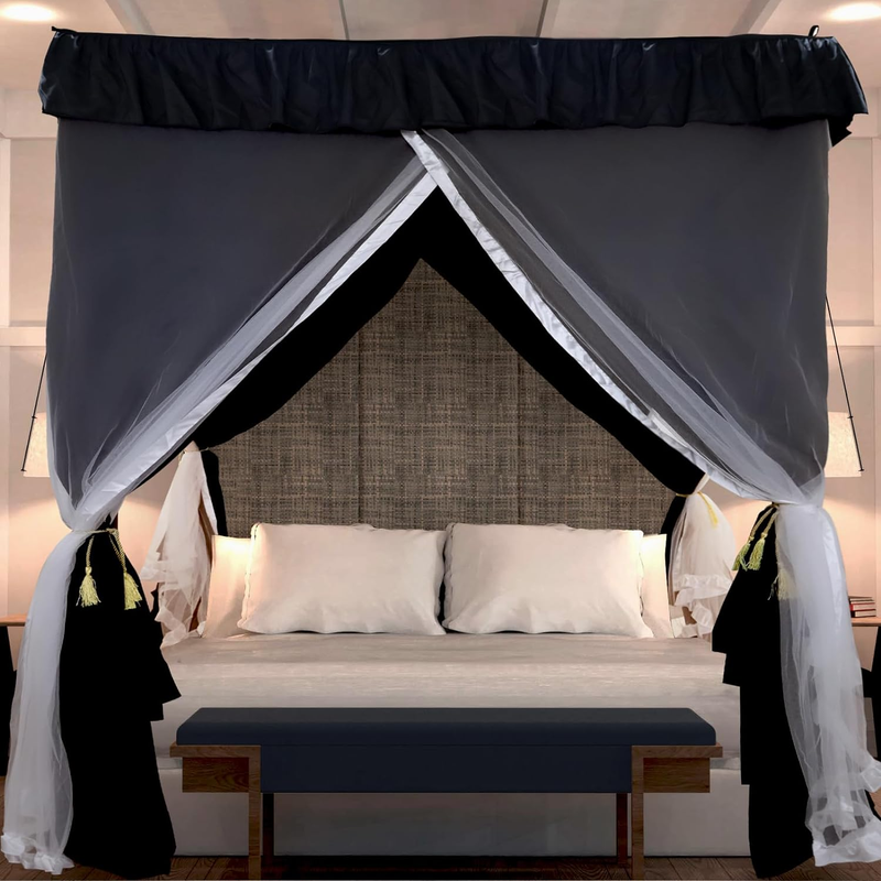 Bed Curtains Bed Canopy Full Size For Adults And Kids - 90% Blackout 4 Co