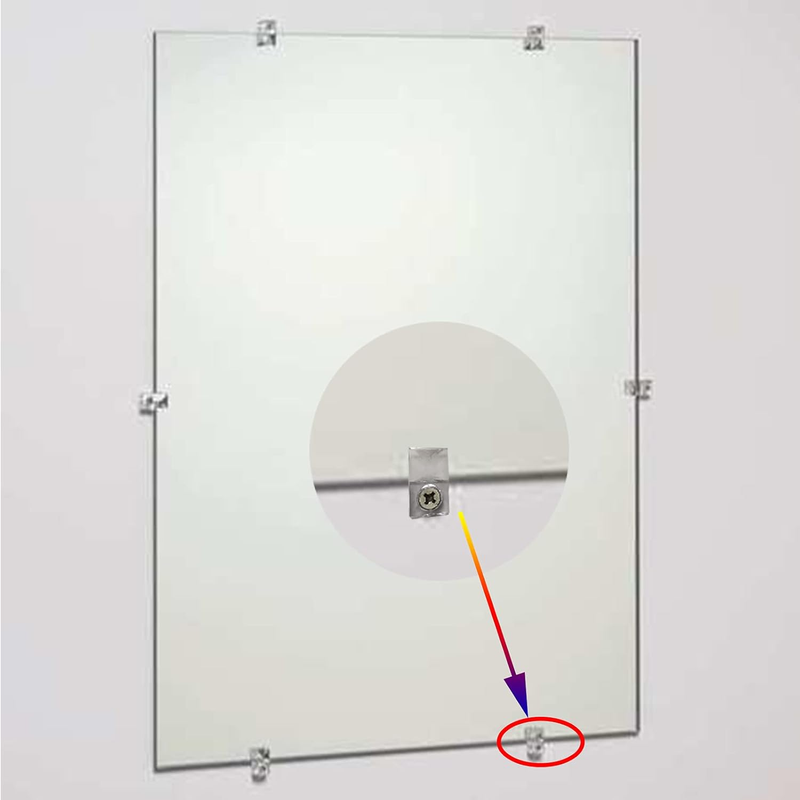 20-Piece Mirror Holder Clip Kit with Screws and Mirror Hanging Kit (Silver)
