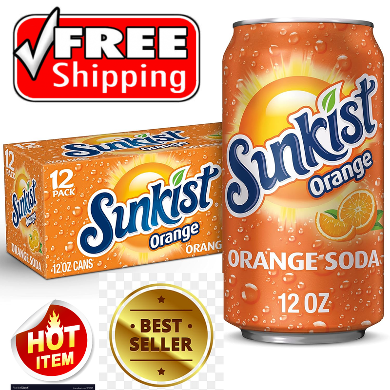 Sunkist Orange Soda, 12 Fl Oz Pack of 12 free shipping