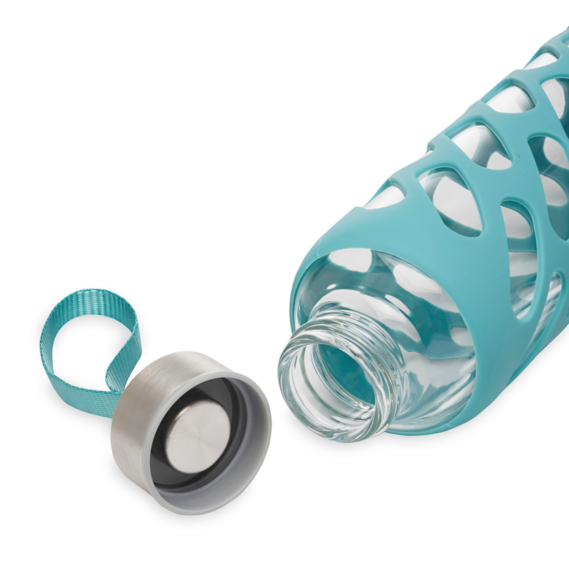 Evolve by Gaiam 20 Oz Clear, Blue and Silver Stainless Steel Water Bottle with W