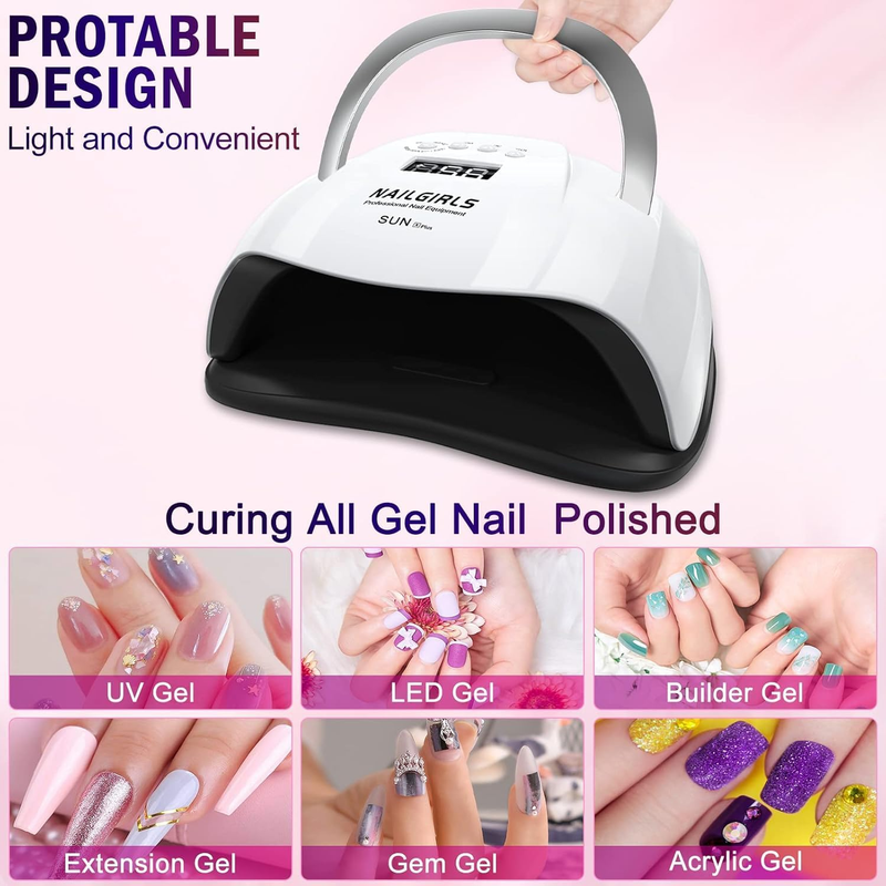 UV LED Nail Lamp,  168W Fast UV Light for Nails Gel Polish, Professional Curing