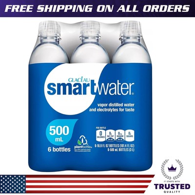 Smartwater Vapor Distilled Premium Water, 16.9 Fl Oz Pack of 6