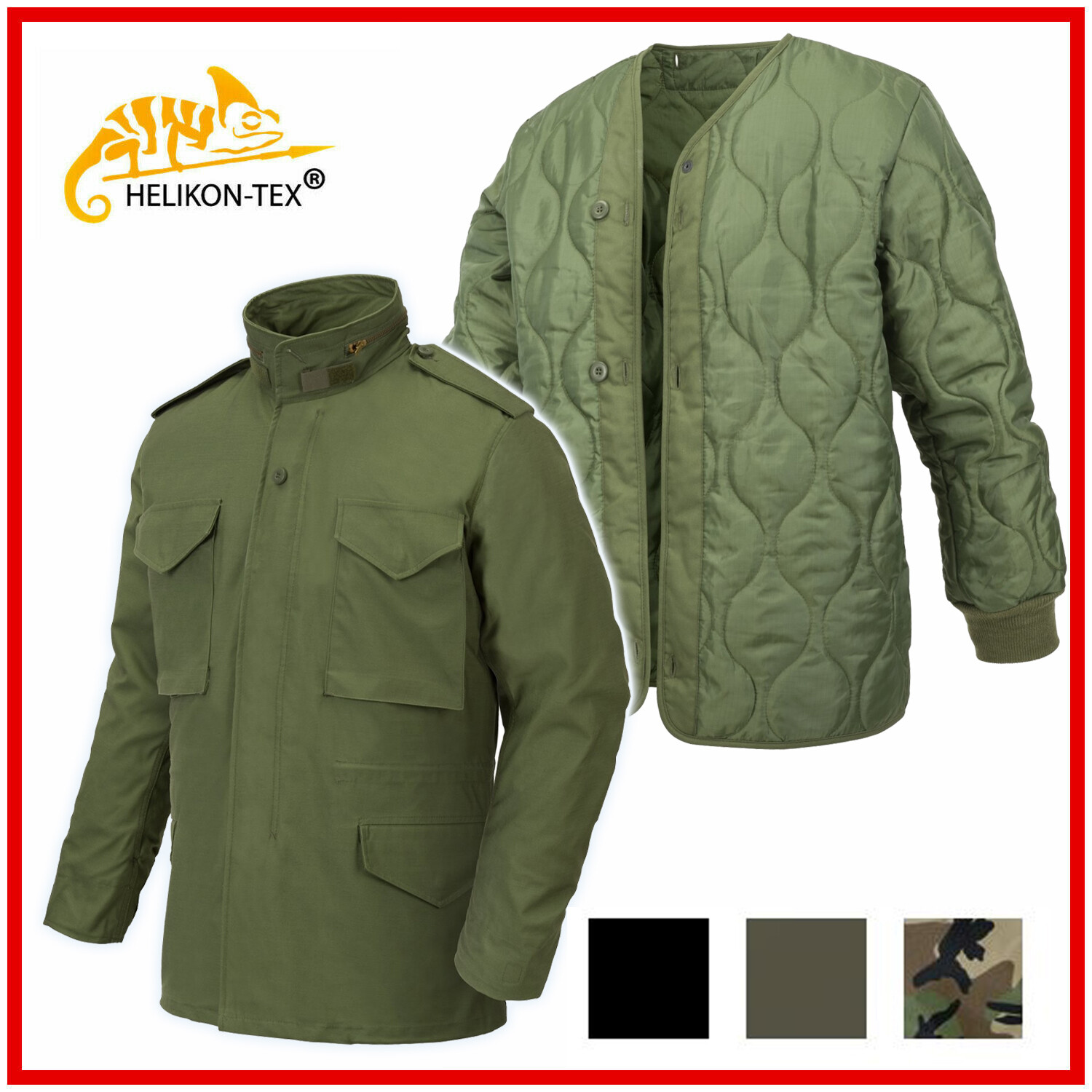 Купить HELIKON Jacket Military Army Field Vintage Woodland Olive Parka ...