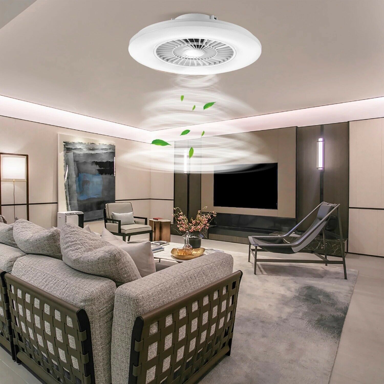 Plafoniera Lampada a Led da Soffitto Con ventilatore Smart compatibile Alexa dfh 1