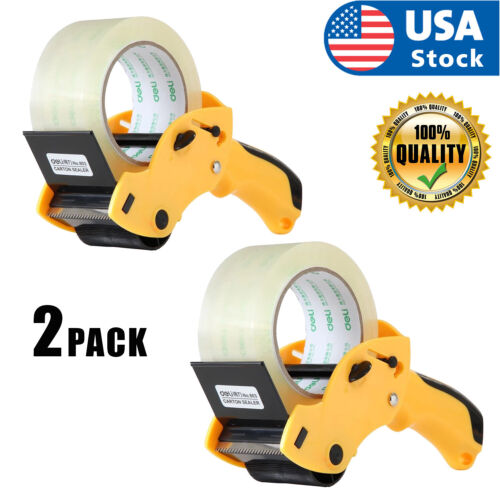 USA 2PCAK Tape Gun Dispenser Packing Machine Shipping Grip Sealing Roll Cutter
