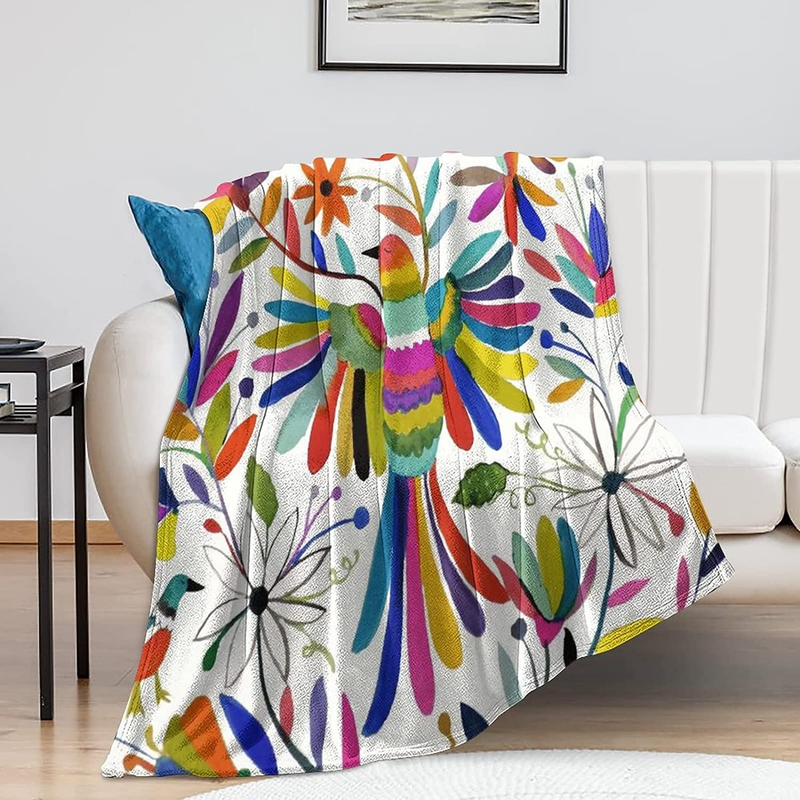 Otomi Bird Flannel Fleece Throw Blankets 50"X40" Lightweight Fluffy Winter Fall