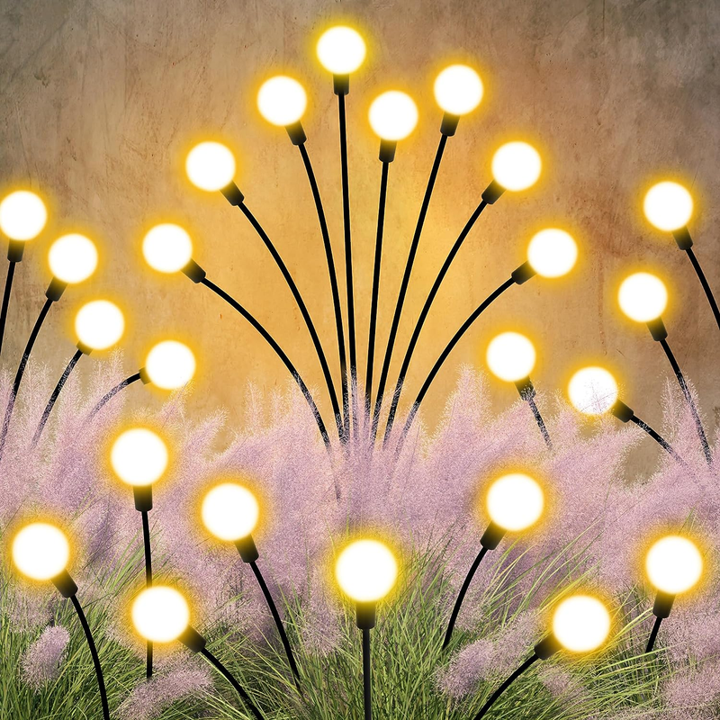 Solar Firefly Outdoor Lights 2.0, 4 Pack Upgraded 8LED Starburst Garden Lights,