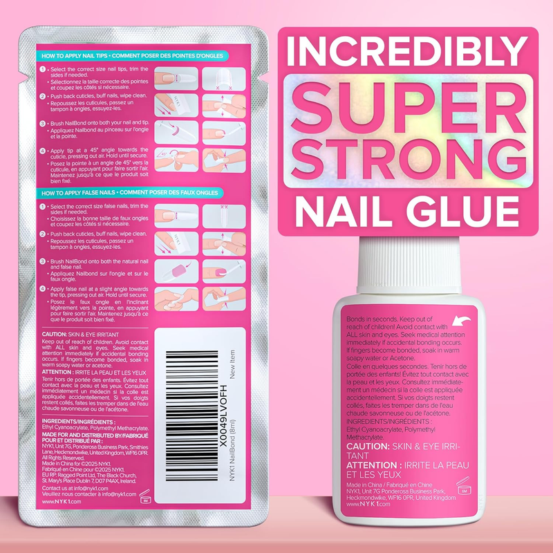 Super Strong Nail Glue For Press On Nails, Nail Tips And Acrylic Nails (8ml) Nai