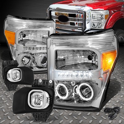 [СВЕТОДИОДНЫЙ ОРЕОЛ] ДЛЯ ПРОЕКТОРА 11-16 F250-F550 ФАРА + ХРУСТАЛЬНАЯ ПРОТИВОТУМАННАЯ ФАРА + РАМКА + ВЫКЛЮЧАТЕЛЬ