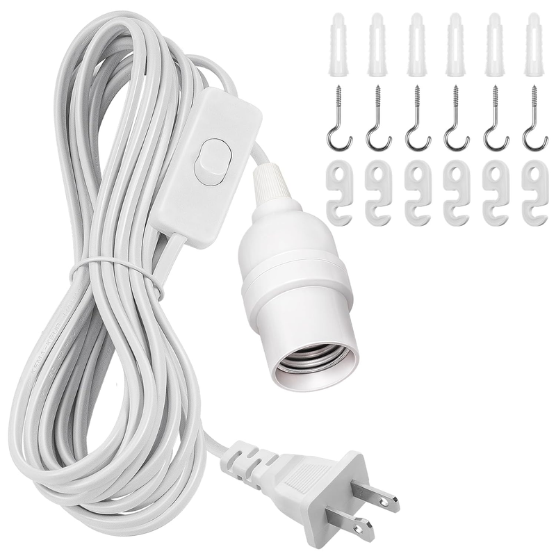 Hanging Extension Lantern Cord, 19.7Ft Cable with E26 Bulb Socket, 2-Prong Plug