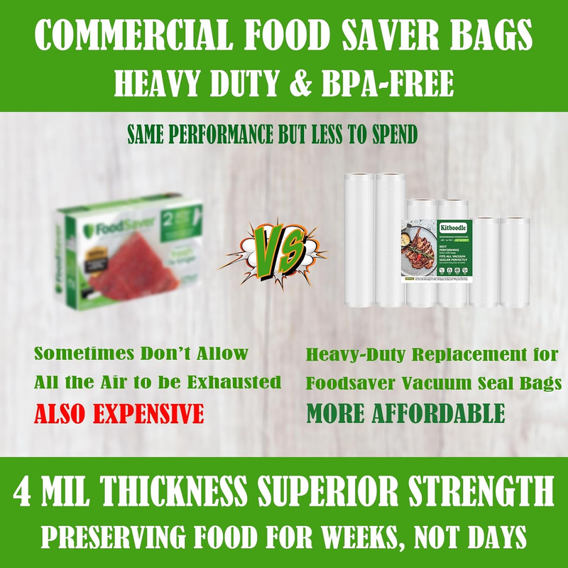 Vacuum Sealer Bags, 11" & 8" & 6" Each 2 Rolls, Rolls Heavy Duty Food Saver Roll
