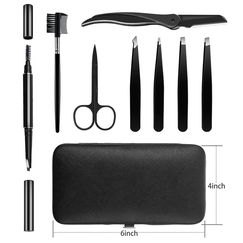 Eyebrow Kit, 8 in 1 Tweezers for Eyebrows, Professional Eyebrow Grooming Set Inc