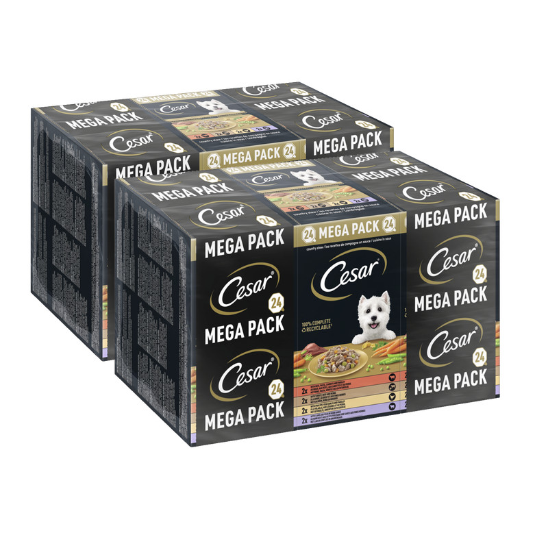 48x150g Cesar Hundefutter Nassfutter Landragout Schale 4 VarietÃ¤Ten Mix