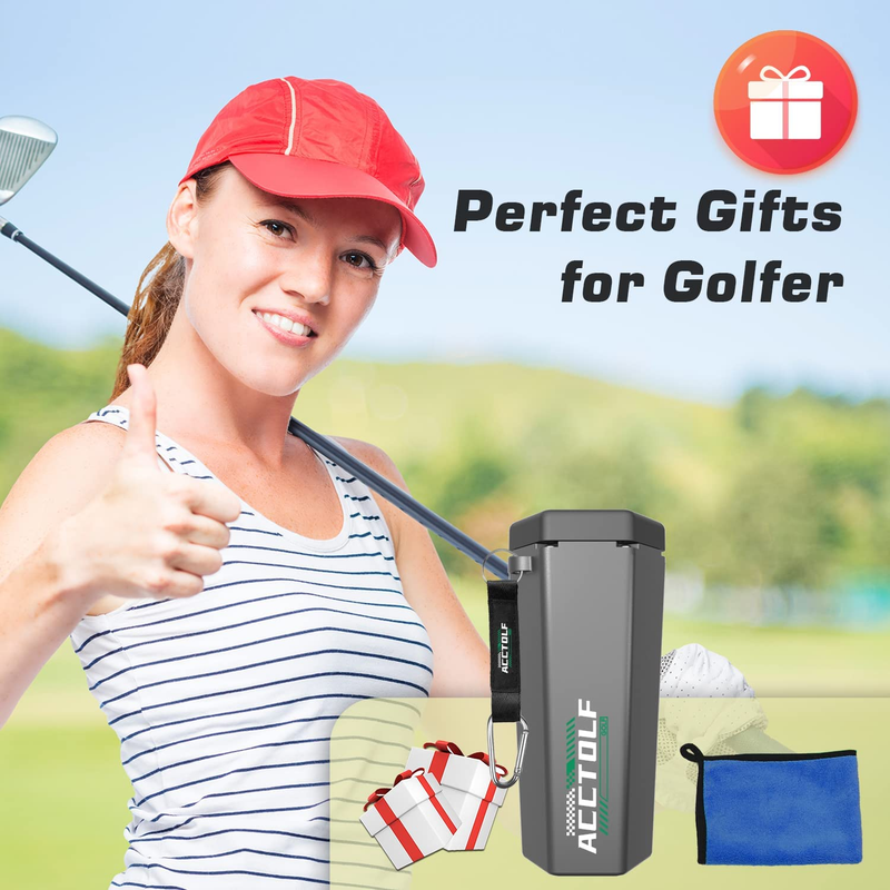 GOLF BALL CLEANER Portable Washer with Golf Ball Towel Grey