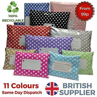 Polka Dot Mailing Bags Postage Postal Poly Printed Coloured Seal All Sizes