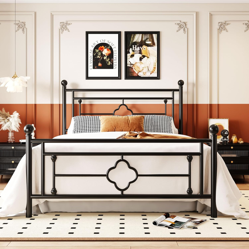 With Victorian Vintage Headboard And Footboa