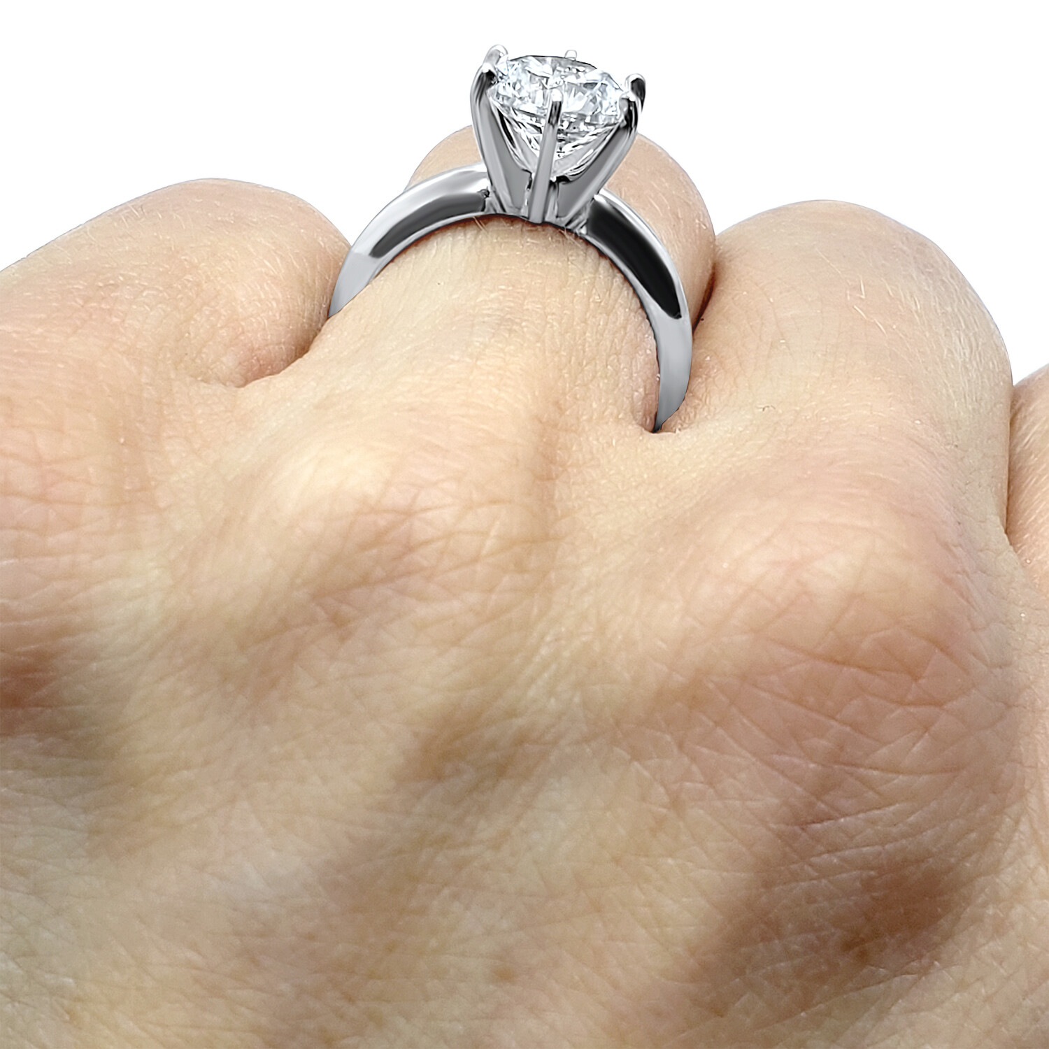 Pre-owned Swarovski Cz Cubic Zirconia Solitaire Ring 6 Prong 2 Carat Engagement 14k White Gold