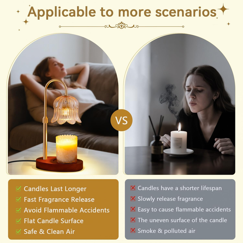 Candle Warmer Lamp with Timer and Dimmer, Adjustable Height Electric Candle Warm