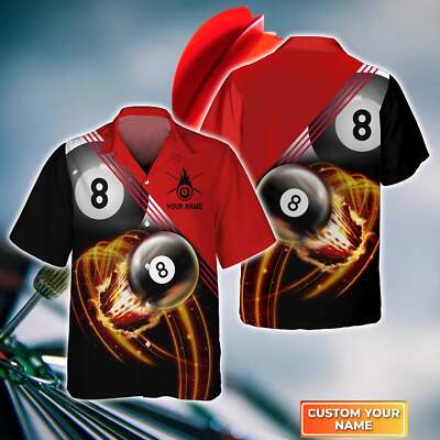 8 Ball Pool Fire Billiard Player hawaiian shirt, billiard Sport shirt, Gift For