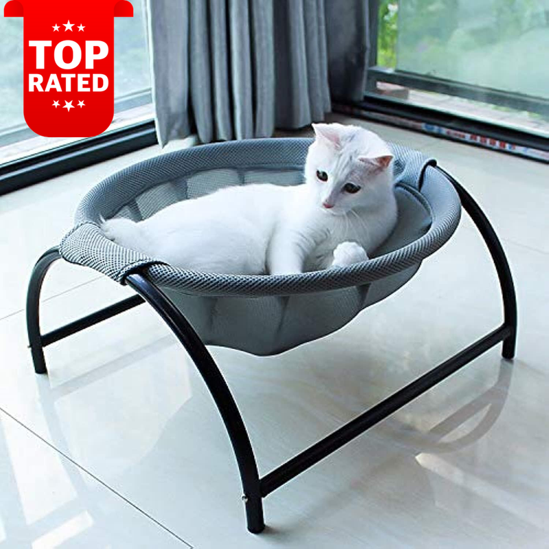 Gray Cat Dog Bed Hammock Free-Standing Detachable Indoor Outdoor Pet Supplies