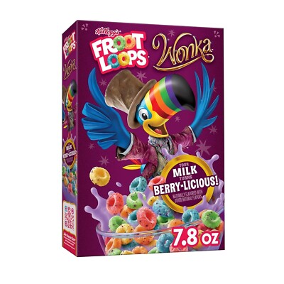 Kellogg's 7.8 oz Willy Wonka FROOT LOOPS Milk Turns Berry Licious! * BB 9/2024 *