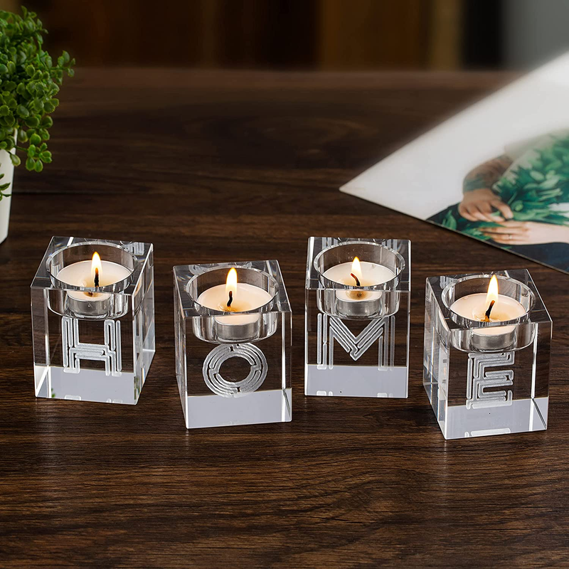 Clear Glass Candle Holders Set Of 4 Decoration