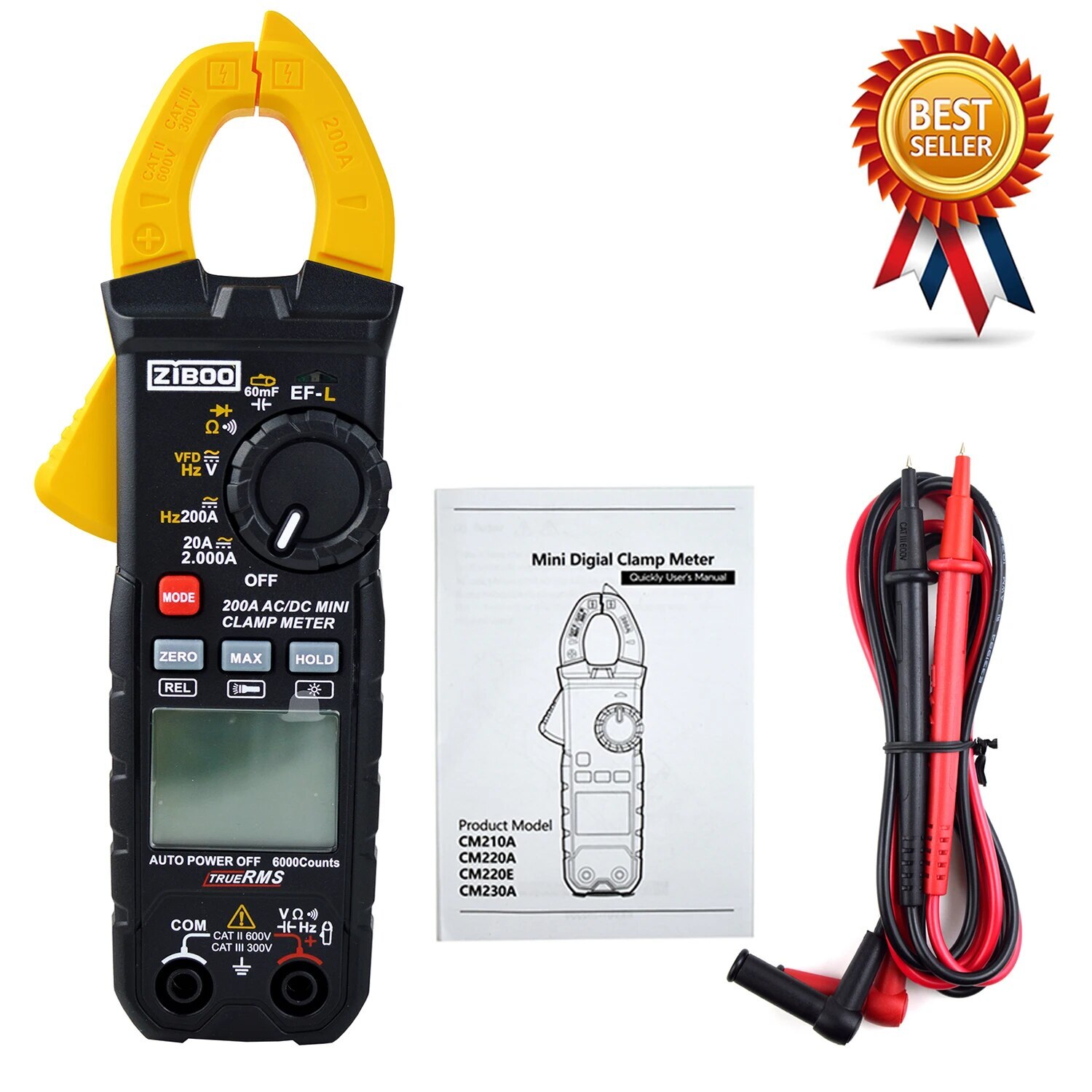 ZIBOO UT210E Clamp Meter Digital Multimeter Handheld RMS AC/DC Mini Resistanc