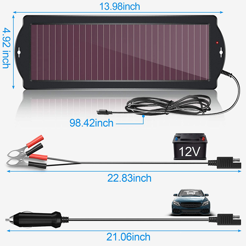 Portable Solar Panel Trickle Charging Kit Automotive Motorcycle Boat Atv Marine