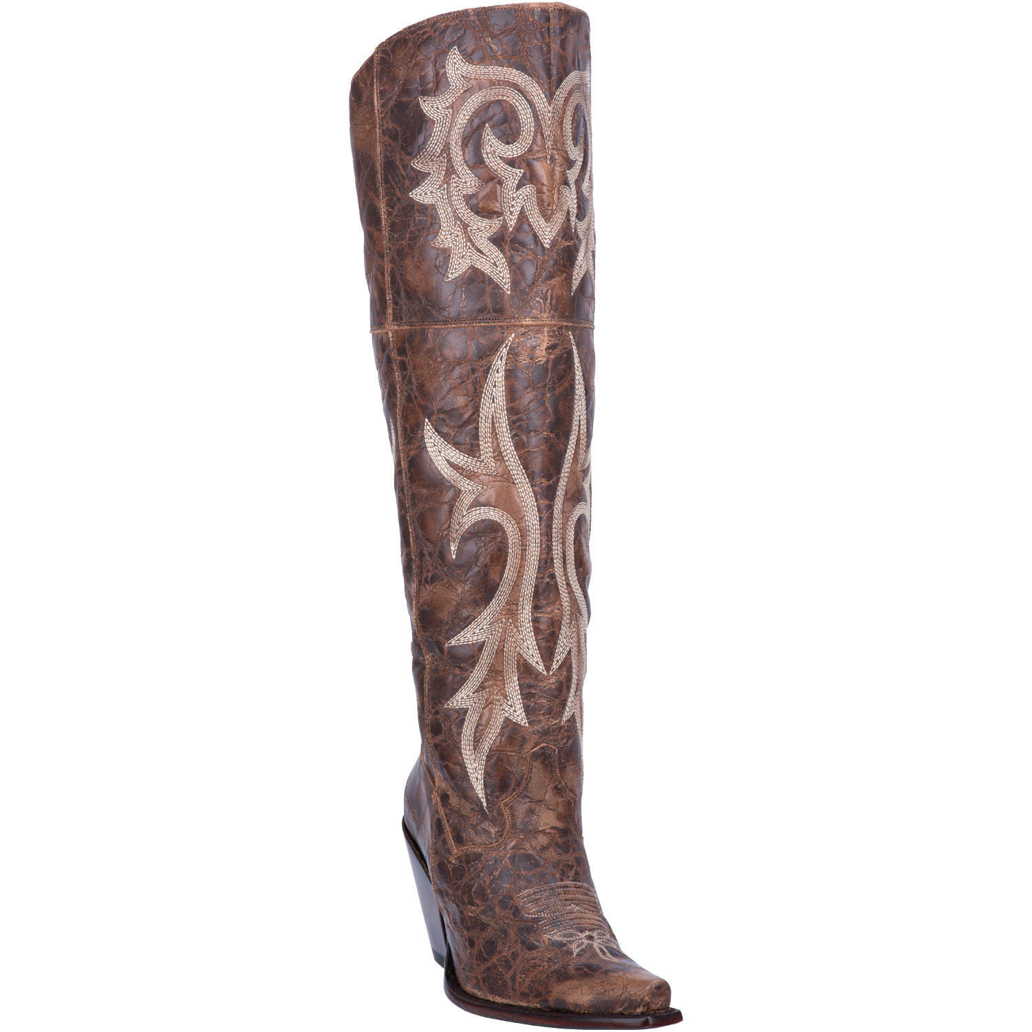 Pre-owned Dan Post Boots Ladies Dan Post Jilted Brown Leather Knee High Western Fashion Boots Dp3709