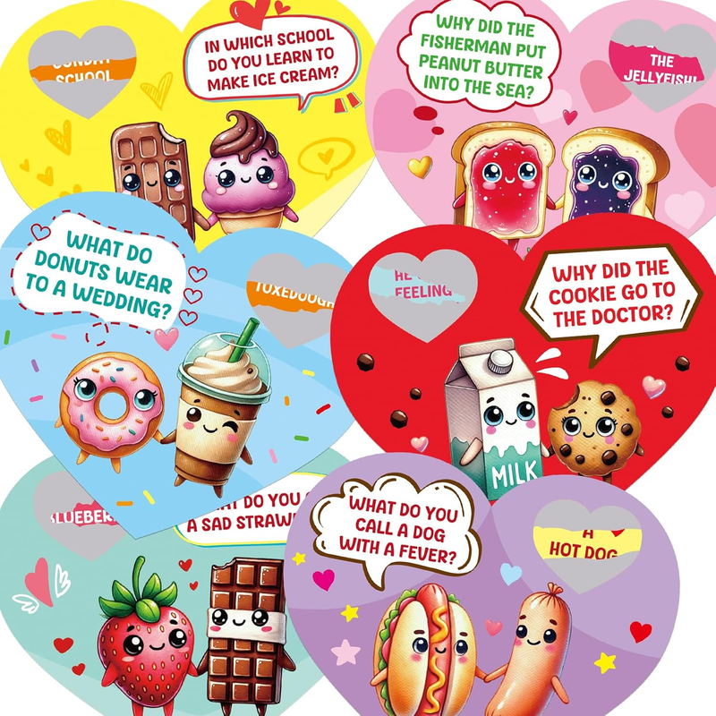 Valentine's Day Scratch-Off Joke Cards for Kids - 36 Pack with Envelopes