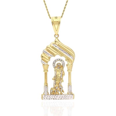 10K Yellow Gold Diamond-Cut Religious Saint Lazarus Charm Pendant 2.5''-3.3''