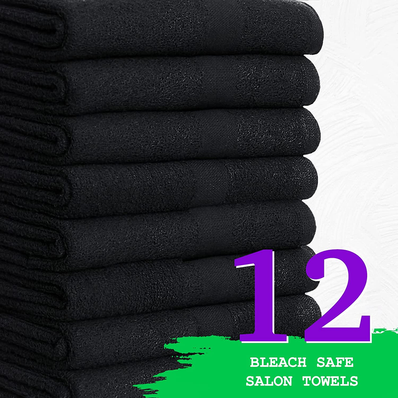 Black Bleach Proof Towels Bulk Sets 100% Cotton 16' X 25' Premium Spa Quality, S