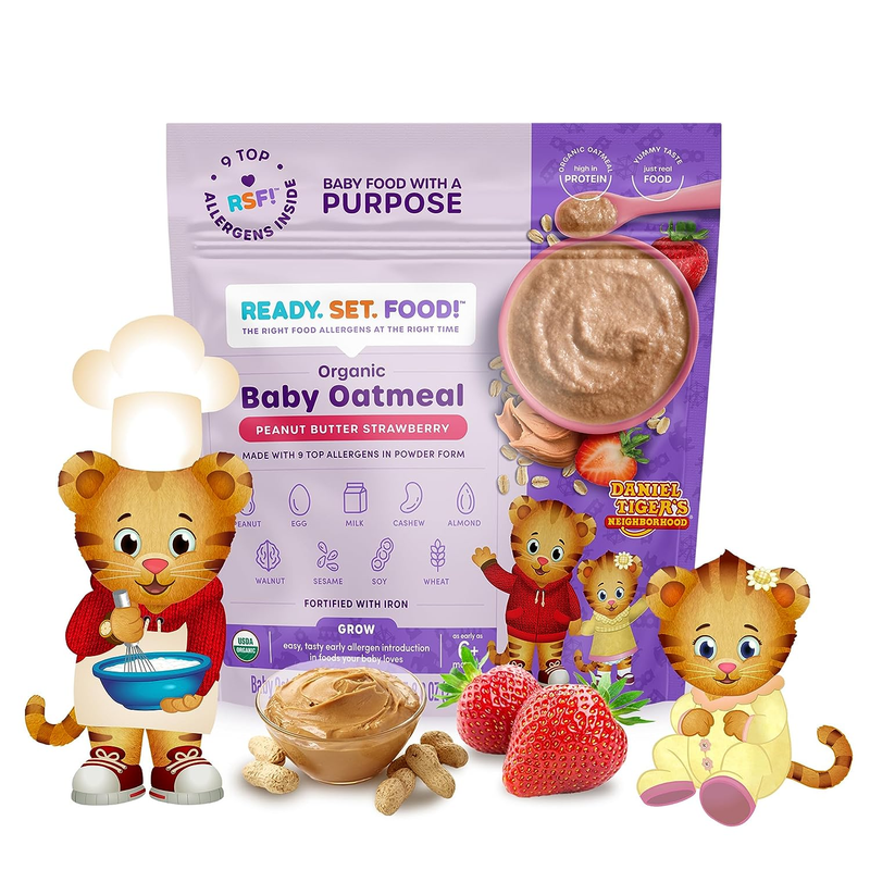 Ready, Set, Food! Organic Baby Oatmeal Cereal - Daniel Tiger, 9 Allergens