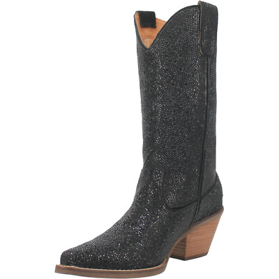 Pre-owned Dingo Womens Silver Dollar Black Leather Fashion Boots
