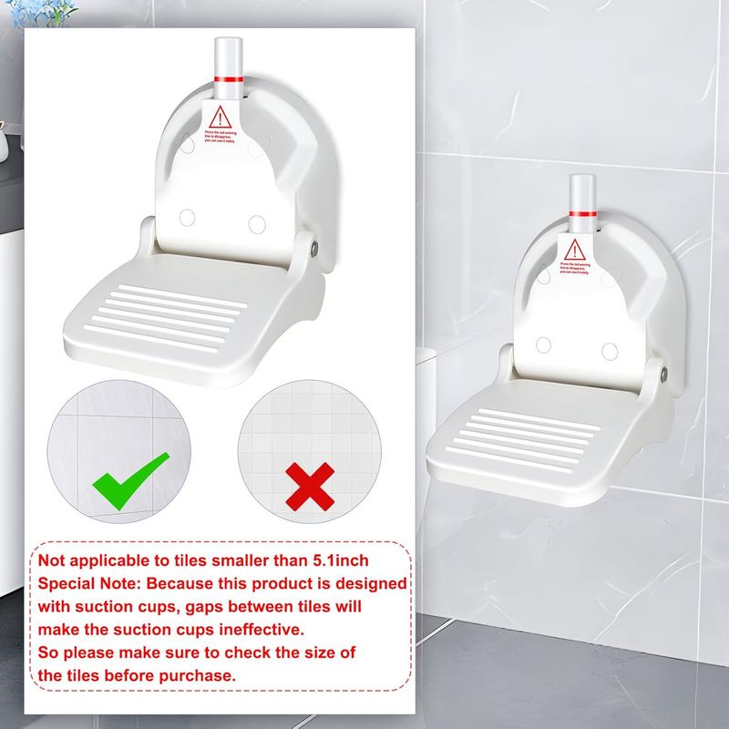 Foot Rest for Shower to Shave Legs, Foldable Shaving Step, Suction Cup, White, A
